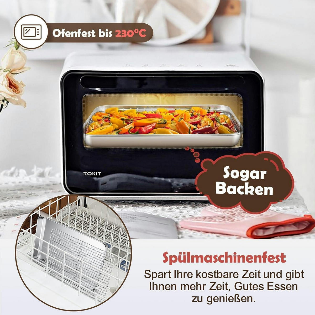 BACKBLECH mit Abkühlgitter Set 26,5 x 20,5 cm Edelstahl - Silberfarben, Metall (20.5/2.5/26.5cm)