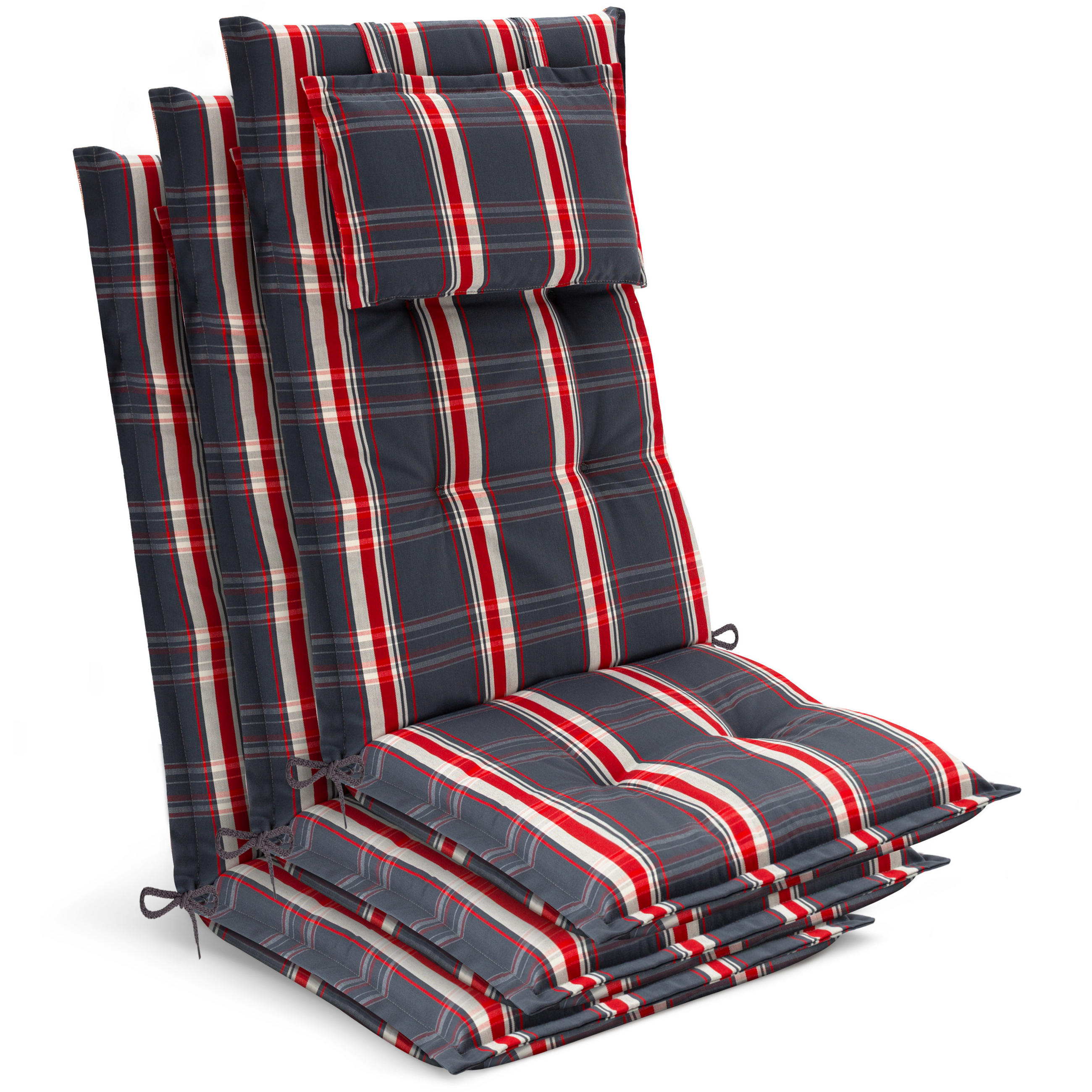HOCHLEHNER Highlux HL 120x52x7cm Grau-Rot-Kariert (3tlg) - Rot, Textil (52/120cm) - Beautissu 