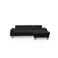 ECKSCHLAFSOFA mit Echtlederbezug, Schlaffunktion & Bettkasten - Chromfarben/Schwarz, Leder/Holz (166/244cm) - Cotta