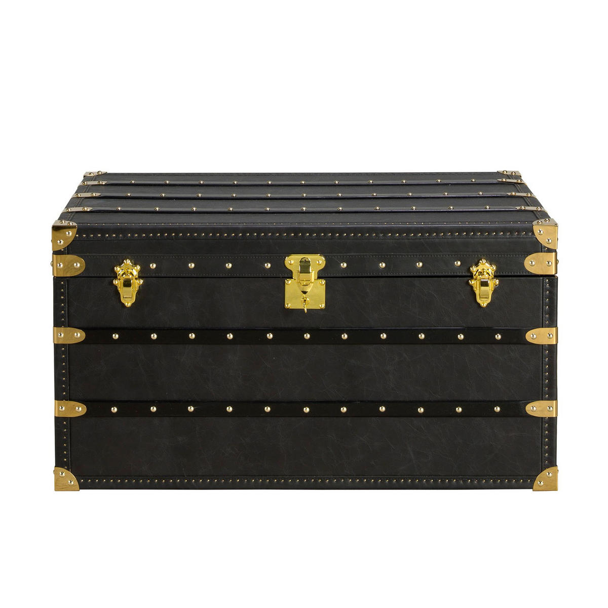 COUCHTISCH Rechteckig Schwarz Gold 93/54/50 cm - Schwarz, Leder (54/93/50cm) - ANGEL CERDA