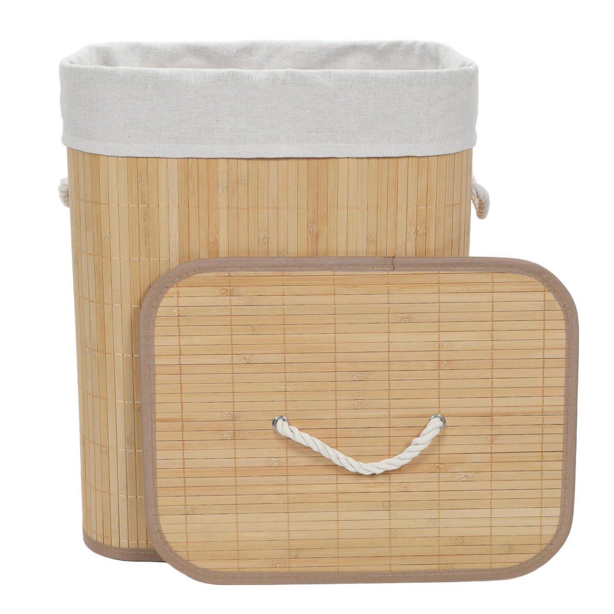WÄSCHKORB Bambus Sana 60 l - Beige, Naturmaterialien (30/50/40cm) - NUXIO