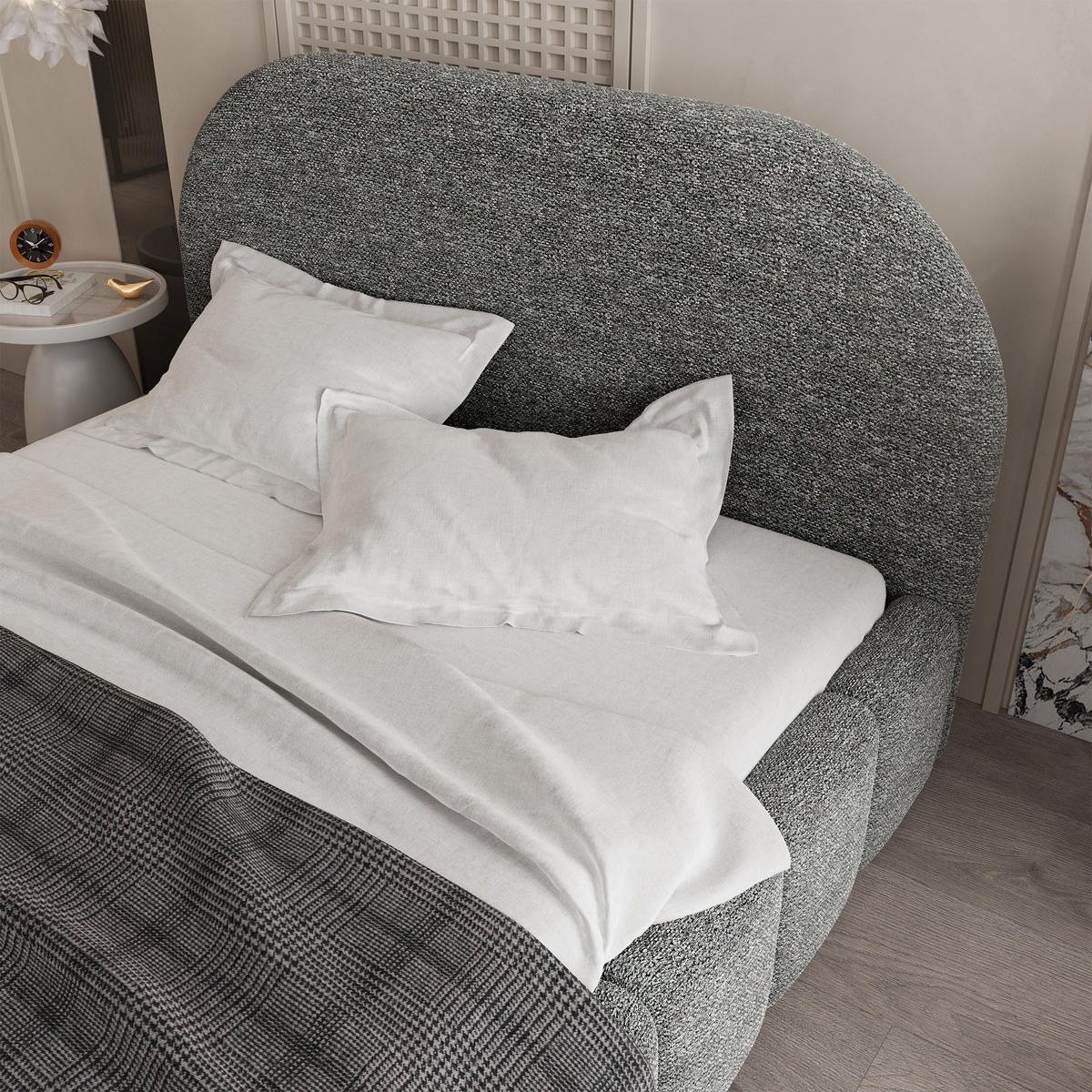 POLSTERBETT FLUSSO 140x200 cm mit Bettkästen - Grau - Grau, Holz (140/200cm) - MASSENO