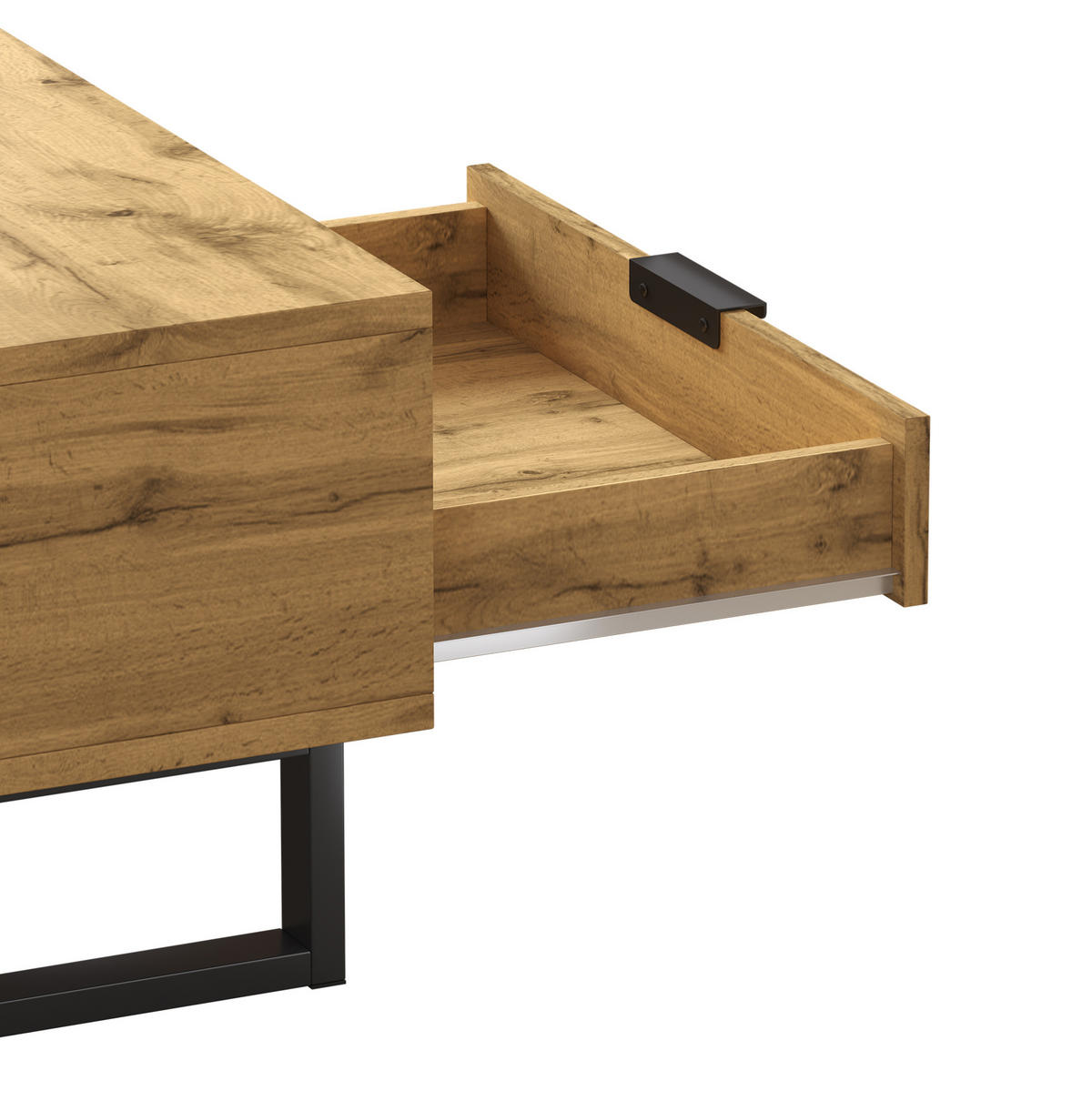 COUCHTISCH aus Spanplatte 100x50x40 cm Holz/Schwarz mit 3 offenen Fächern und Schublade - Naturfarben, Holzwerkstoff (100/50/40cm) - IVMEU