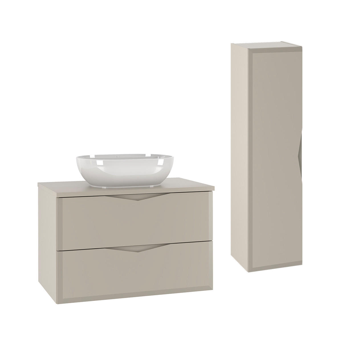 BADMÖBEL 80.6cm Ellie 2er-Set Kaschmir - Beige, Holzwerkstoff (80.6/52.2/46.5cm) - Petits-meubles
