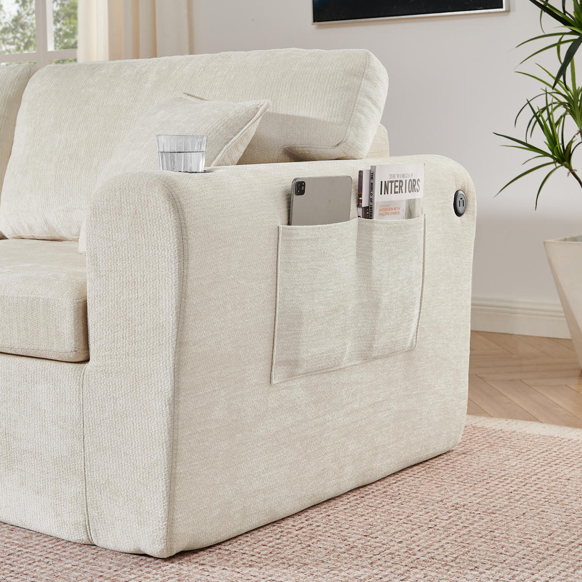 SOFA 2-Sitzer Chenille Beige - Beige, Kunststoff (220/89/100cm) - Meubliv