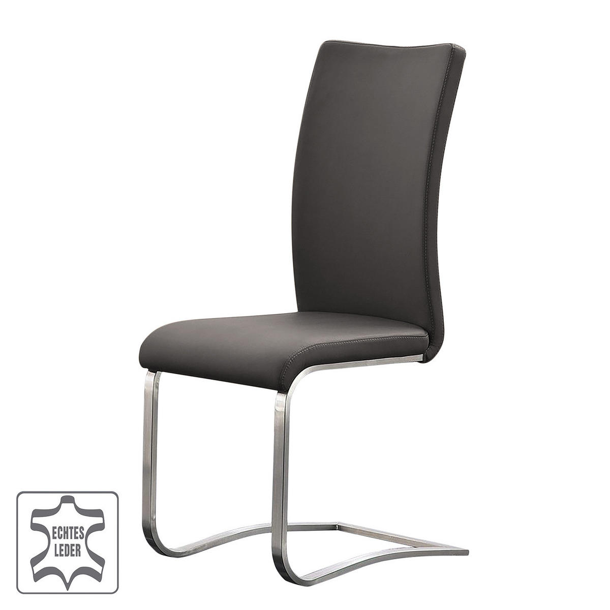 FREISCHWINGER - Grau, Leder/Metall (43/103/52cm) - home24