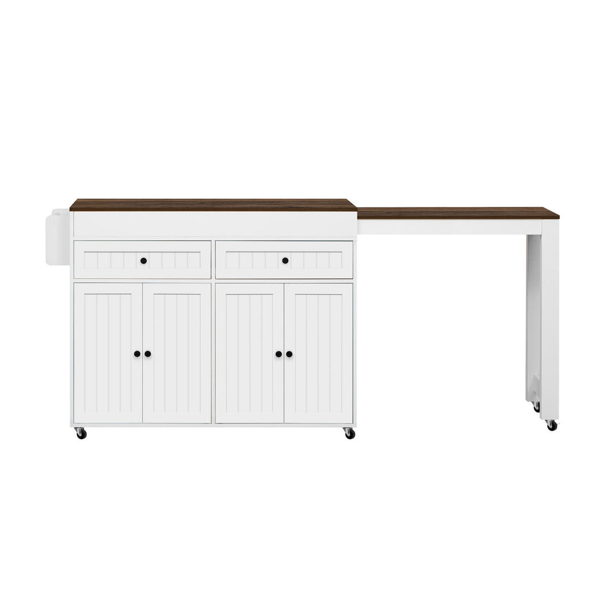 KÜCHENINSEL 112-180,5/45/92,2 cm Weiß Walnuss mit ausziehbarer Arbeitsplatte - Weiß, Holzwerkstoff (180.5/92.2/45cm) - OKWISH