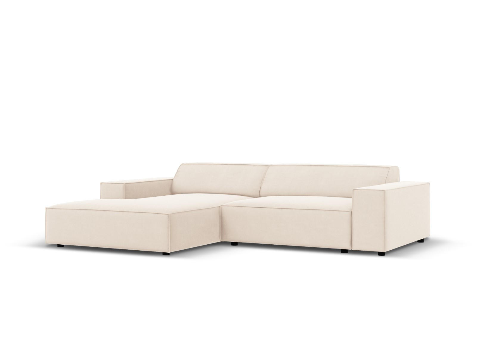 MODULARES-ECKSOFA links Jodie aus Samt leichtes beige 3 Sitzplätze - Beige, Textil (166/224cm) - Micadoni