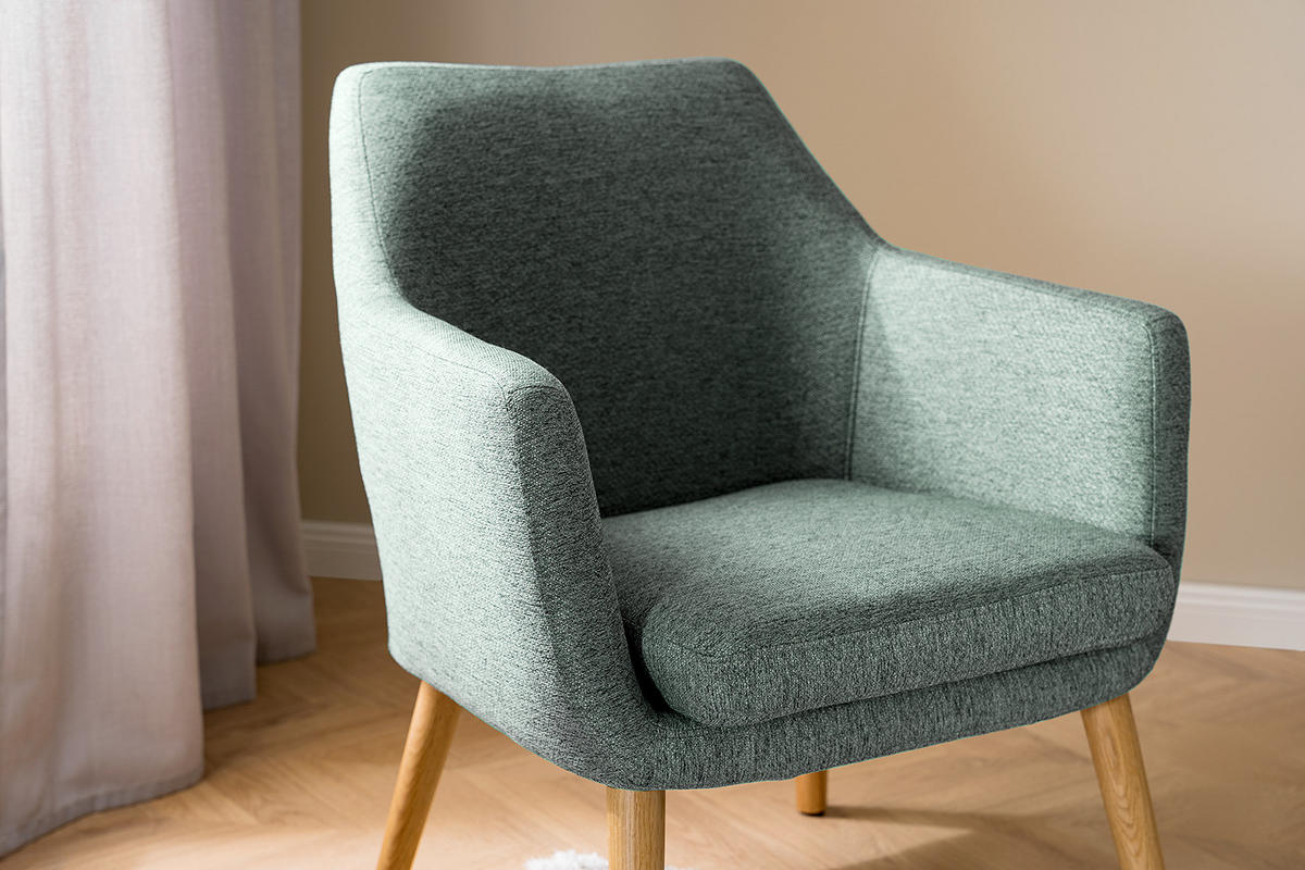 LOUNGESESSEL - Dunkelgrün/Eichefarben, Eichenholz/Textil (66/80/68cm) - home24