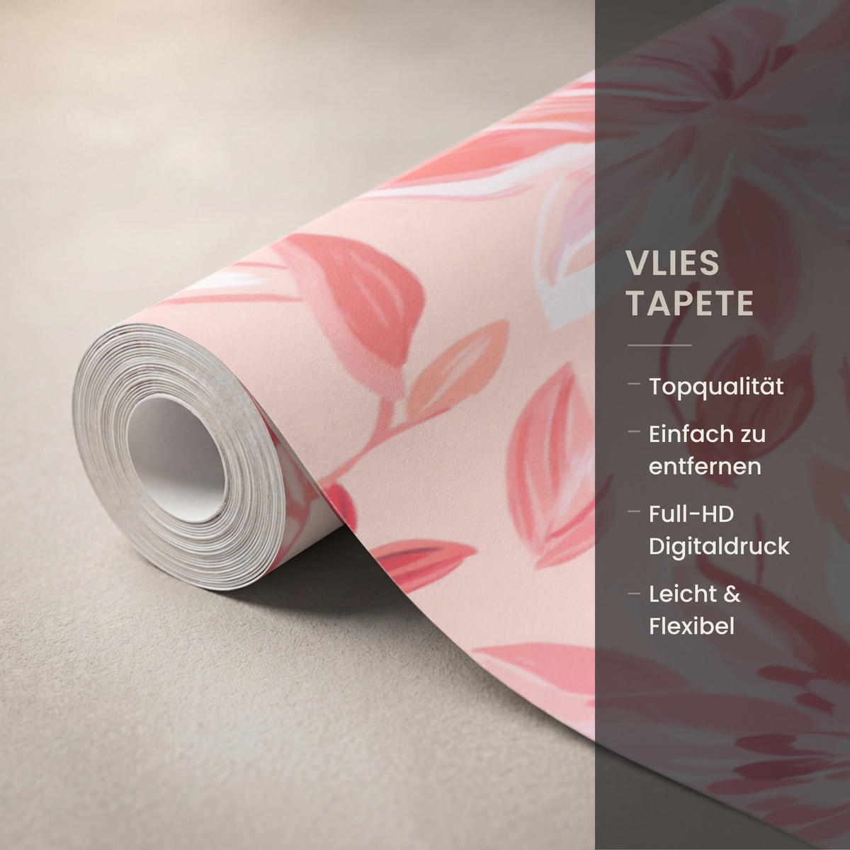 TAPETE - Botanisch - Blumen - Rot - 300x200 cm - Koralle, Papier (300/200cm) - OnlyWow