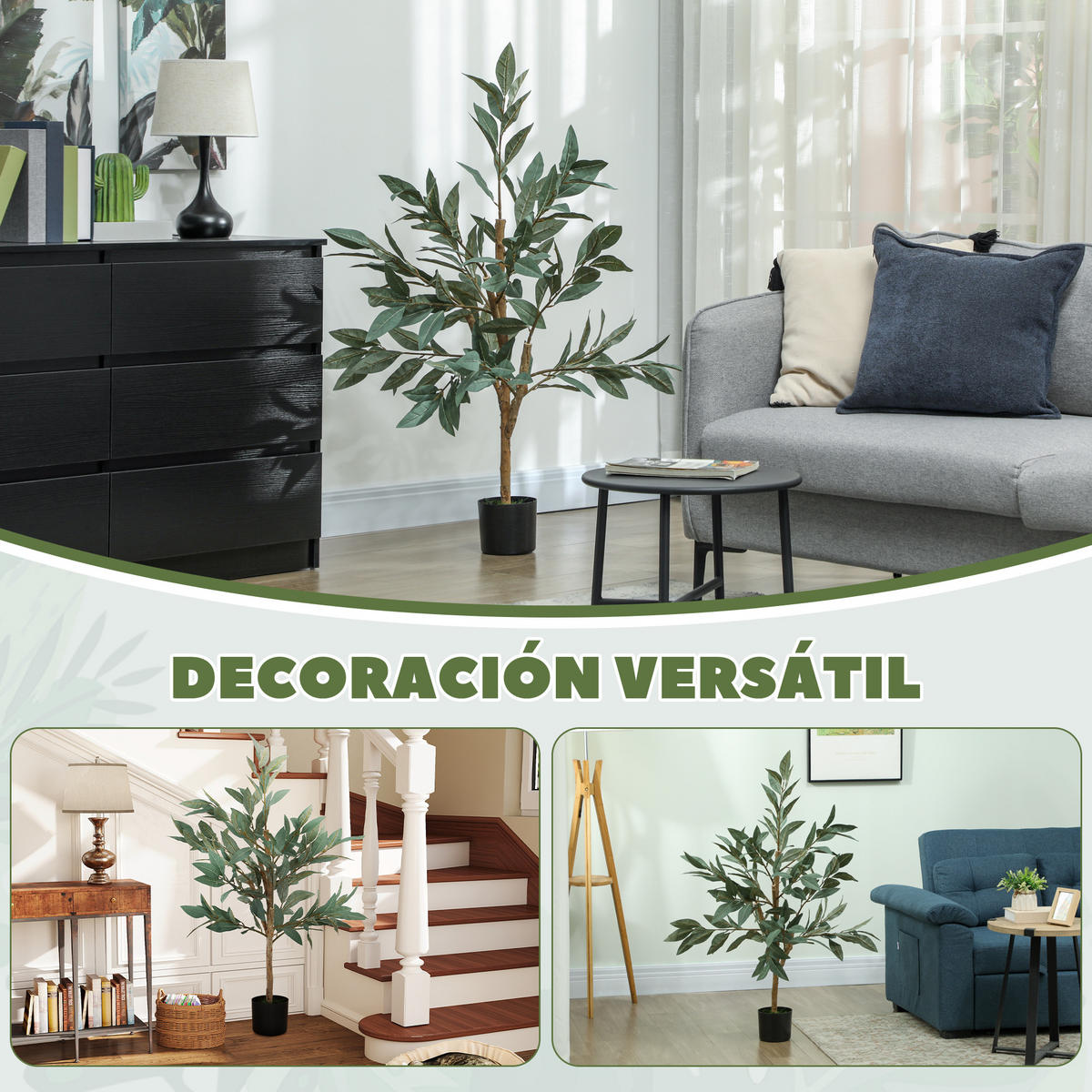 KUNSTPFLANZE, Künstlicher Lorbeerbaum 120 cm, für Zuhause, Büro, Balkon, Schlafzimmer, dekorativ, Grün - Multicolor, Kunststoff (120cm) - FORIOUS