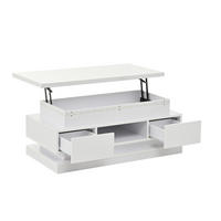 COUCHTISCH höhenverstellbar 100 x 50 cm Weiß Hochglanz mit LED - Weiß, Holzwerkstoff (100/50/40cm) - Meubliv