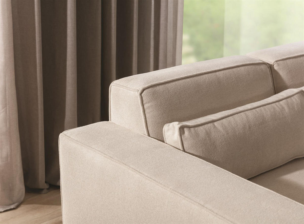 ECKSOFA Schlafsofa Waldo In Stoff Poso - Greige, Holzwerkstoff/Textil (260/173cm) - Fun Möbel