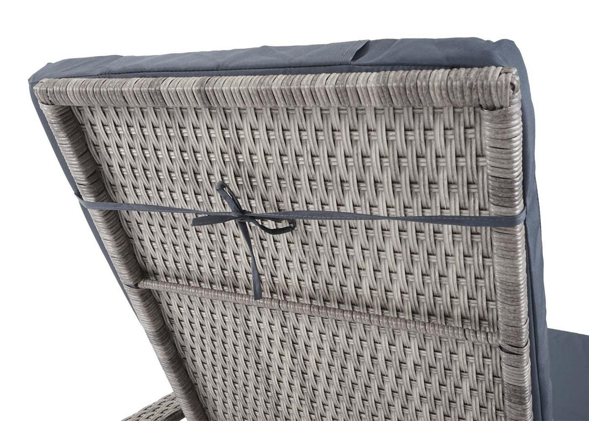 POLY-RATTAN SONNENLIEGE Grau, Grau - Grau, Kunststoff (71/108/197cm) - MCW