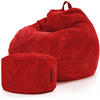 XXL-SITZSACK 2er Set + Pouf - Cordstoff - Rot, Textil (90/110/90cm) - Green Bean
