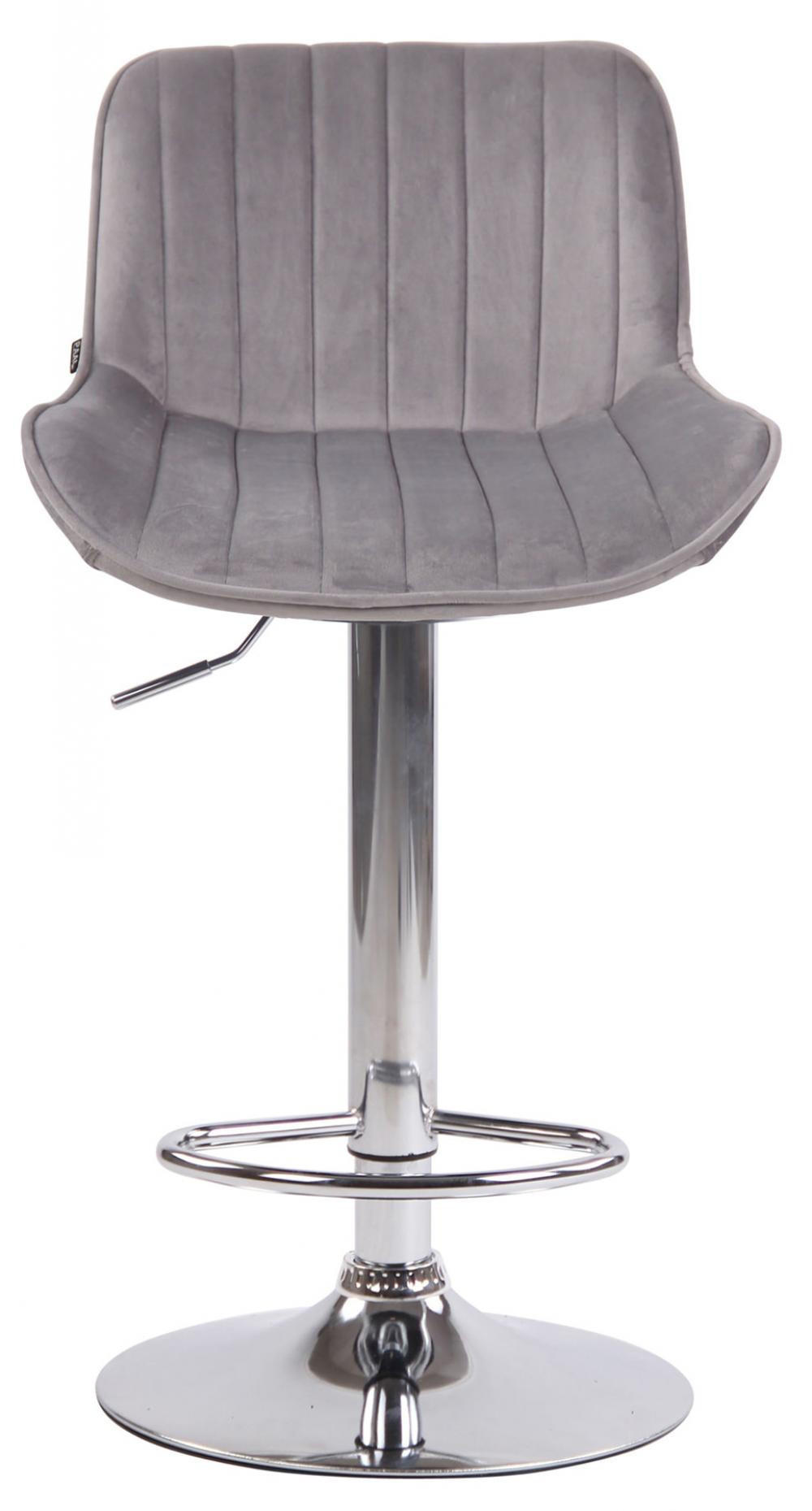 BARHOCKER 2er Set Samt grau - Chromfarben/Grau, Textil/Metall (50/86/50cm) - CLP