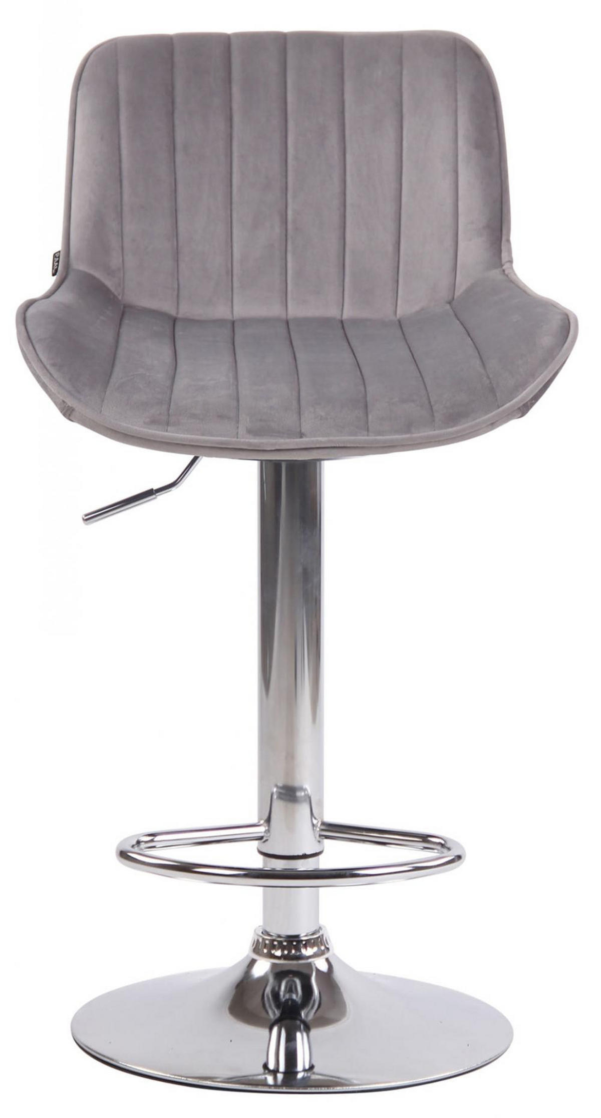BARHOCKER 2er Set Samt grau - Chromfarben/Grau, Textil/Metall (50/86/50cm) - CLP