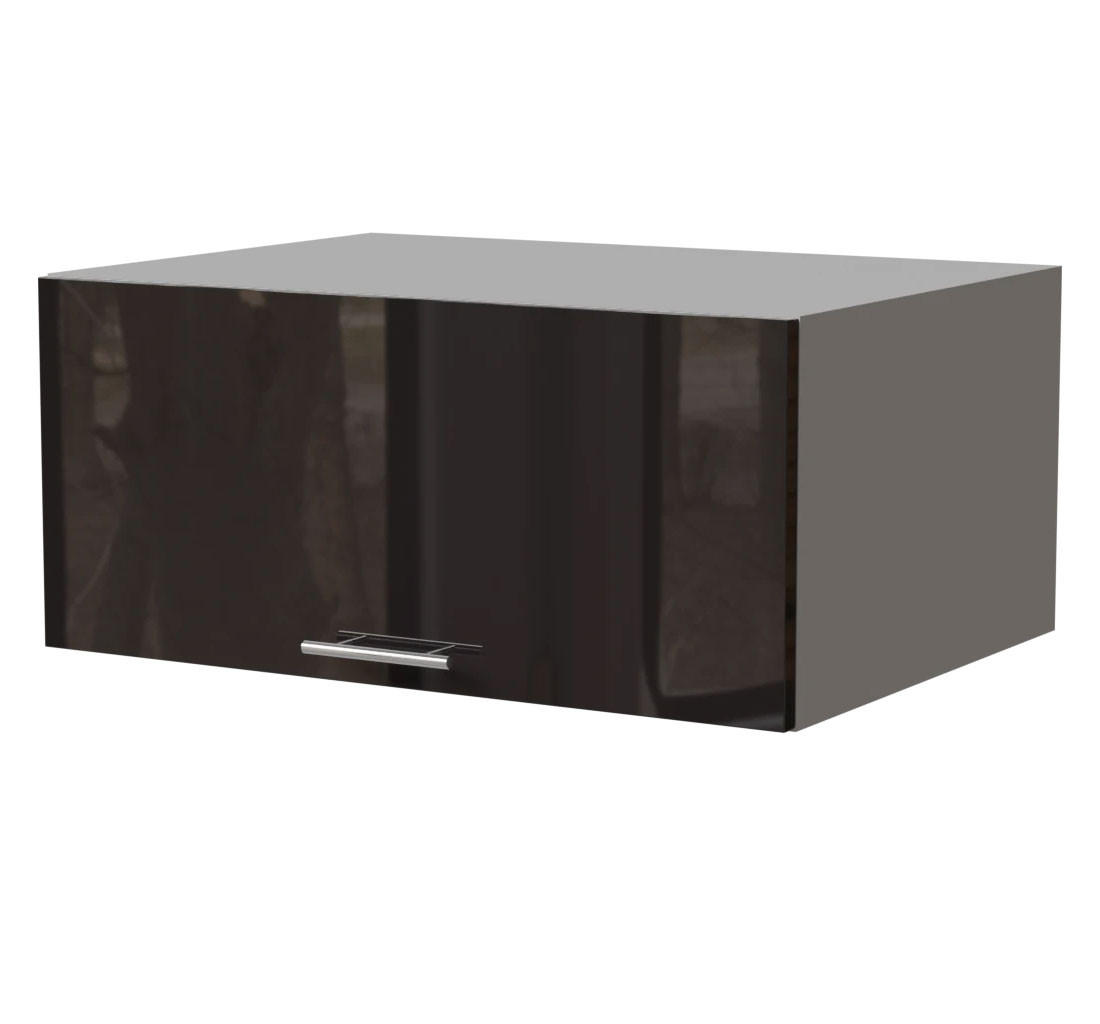 Feldmann-Wohnen Aufsatzschrank Schwarz Hochglanz, Grau 80x36x59 cm