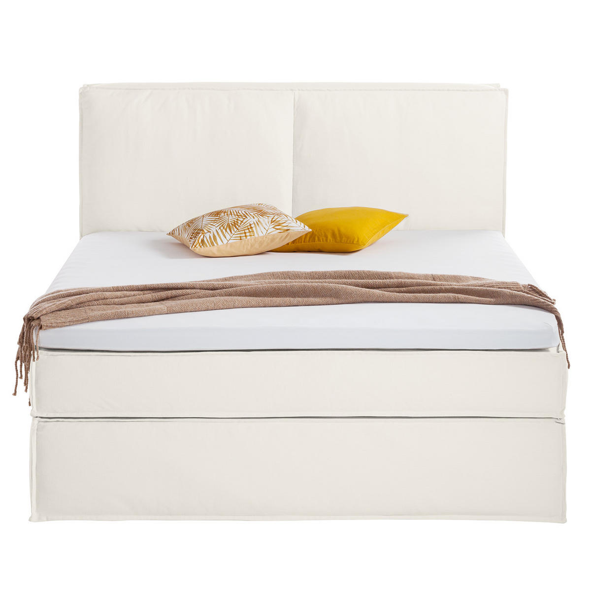 BOXSPRINGBETT mit Kopfteil - Premium - Weiß, Textil (180/200cm) - home24