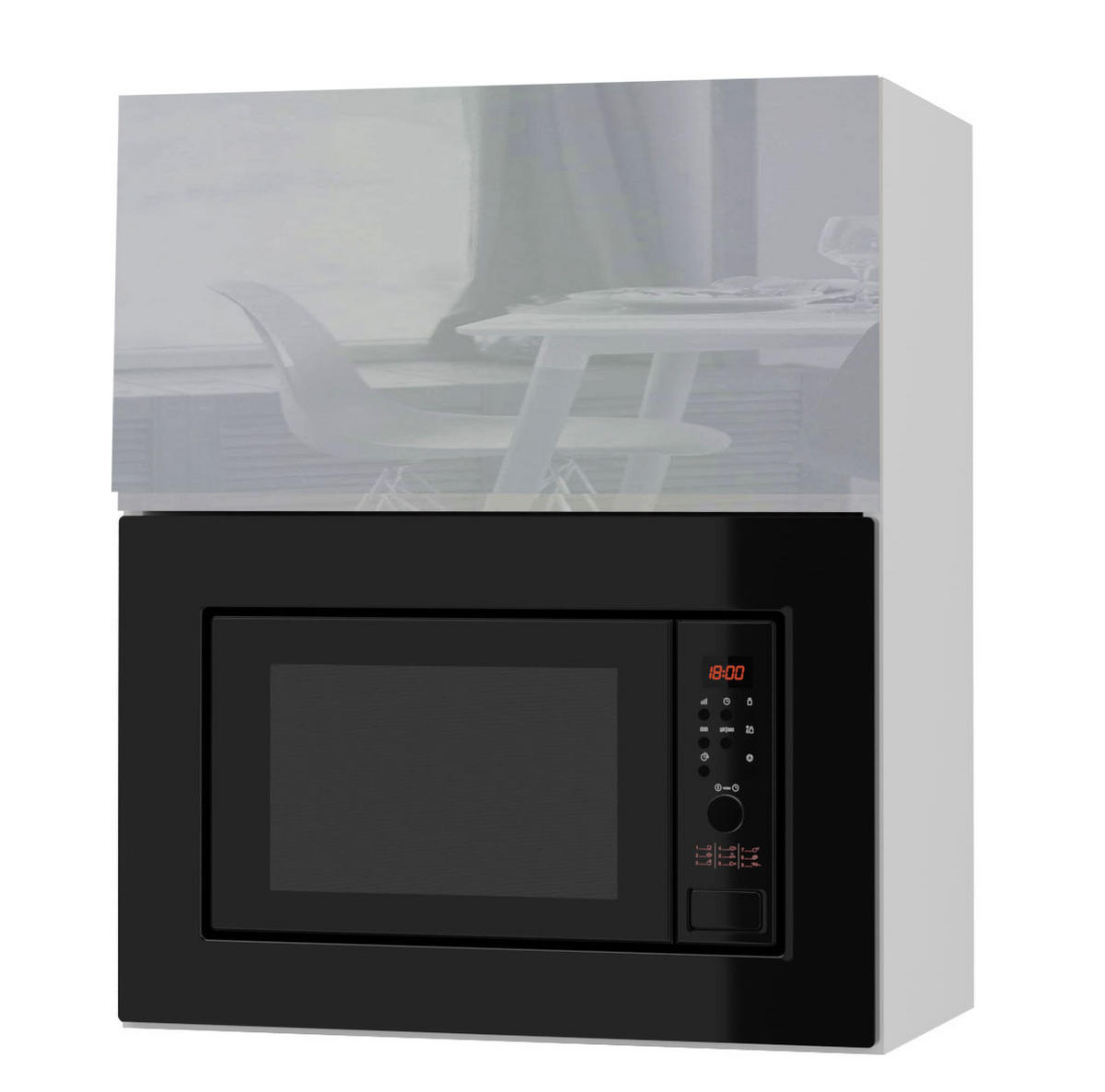 MIKROWELLENUMBAUSCHRANK Avellino W2MK/60 grau Acryl Hochglanz / Weiß 60 / 32,5 / 72cm - Weiß/Grau, Holz/Holzwerkstoff (60/72/32.5cm) - Feldmann-Wohnen