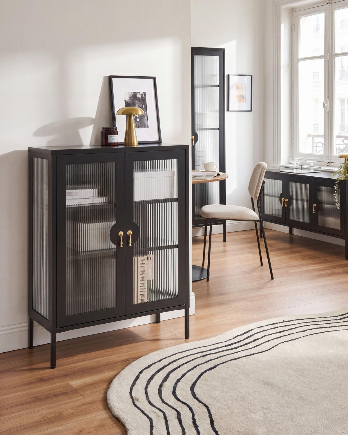 BÜROSCHRANK Metall Schwarz Gleora - Schwarz, Metall (80/105/35cm) - Beliani