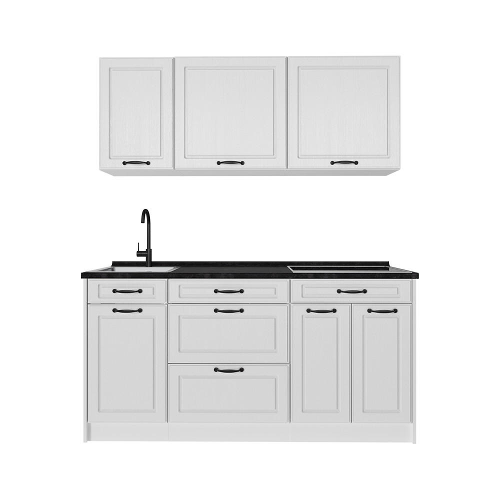 SAMOSTATNÁ KUCHYŇA R-Line, Biely vidiecky dom/biely, 160 cm antrasiitti työtaso - biela, kompozitné drevo (160/81.6/60cm) - Vicco