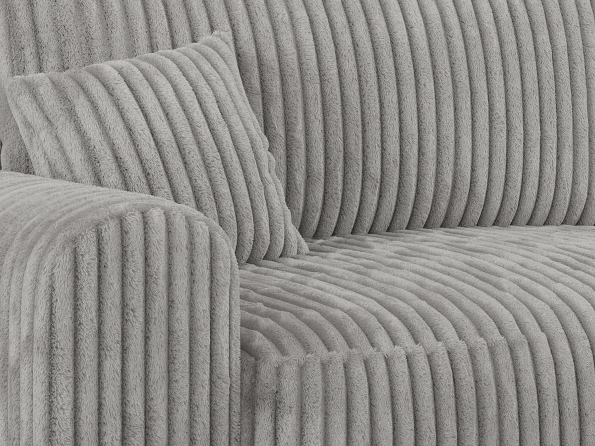ECKSOFA NELSON Hellgrau Cord - Hellgrau/Schwarz, Kunststoff/Textil (274/152cm) - MKS