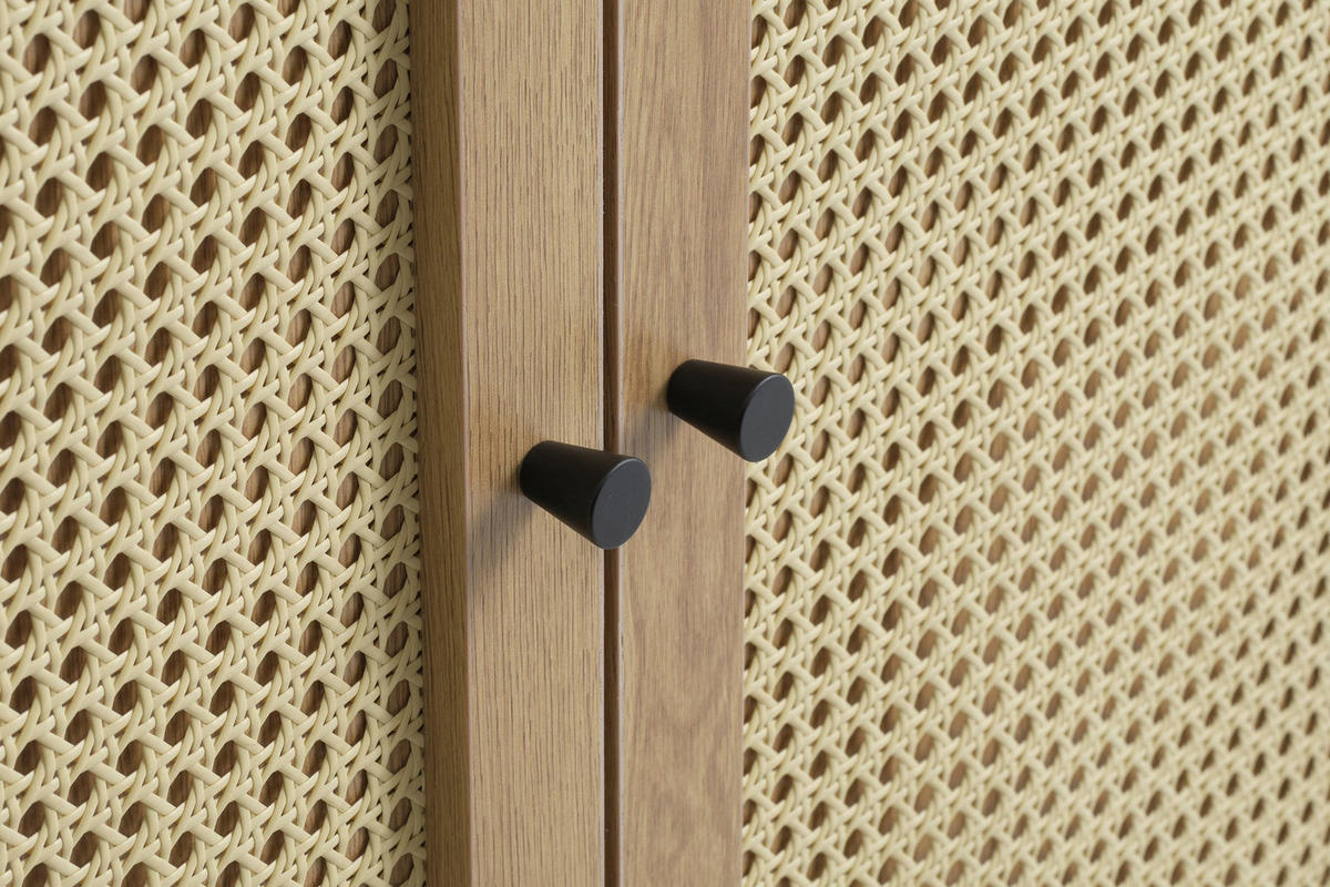 HIGHBOARD Mogest 2-türig 80 cm - Beige/Schwarz, Holzwerkstoff/Kunststoff (80/135/40cm) - Selsey