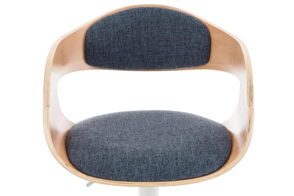 BARHOCKER Stoff natura/blau - Blau/Eukalyptusholzfarben, Textil/Metall (50/88/48cm) - CLP