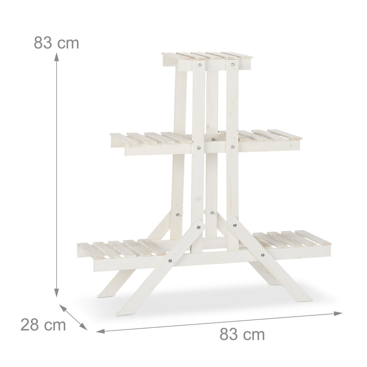 BLUMENTREPPE - Weiß, Holz (83/83/28cm) - Relaxdays