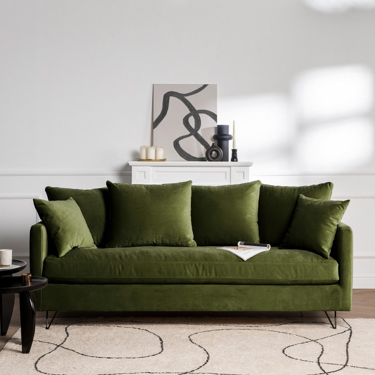 BETTSOFA - Olivengrün - Olivgrün, Textil (213/86/95cm) - Drawer