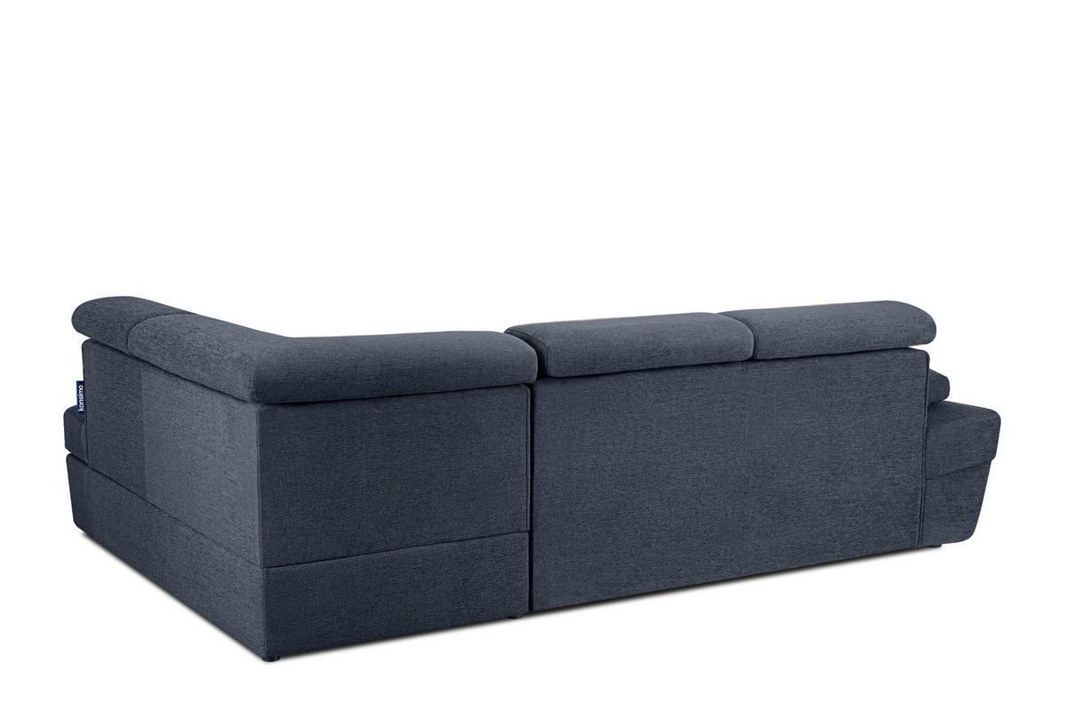 SCHLAFECKSOFA RATLO rechts 4/5-Sitzer mit Bettkasten, dunkelblau - Silberfarben/Dunkelblau, Textil (270/190cm) - KONSIMO®