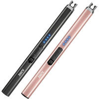 FEUERZEUG elektrisch wiederaufladbar mit Doppel-Sicherheitsschalter Schwarz/Roségold - Multicolor, Kunststoff (1.5/1.5/18.9cm)