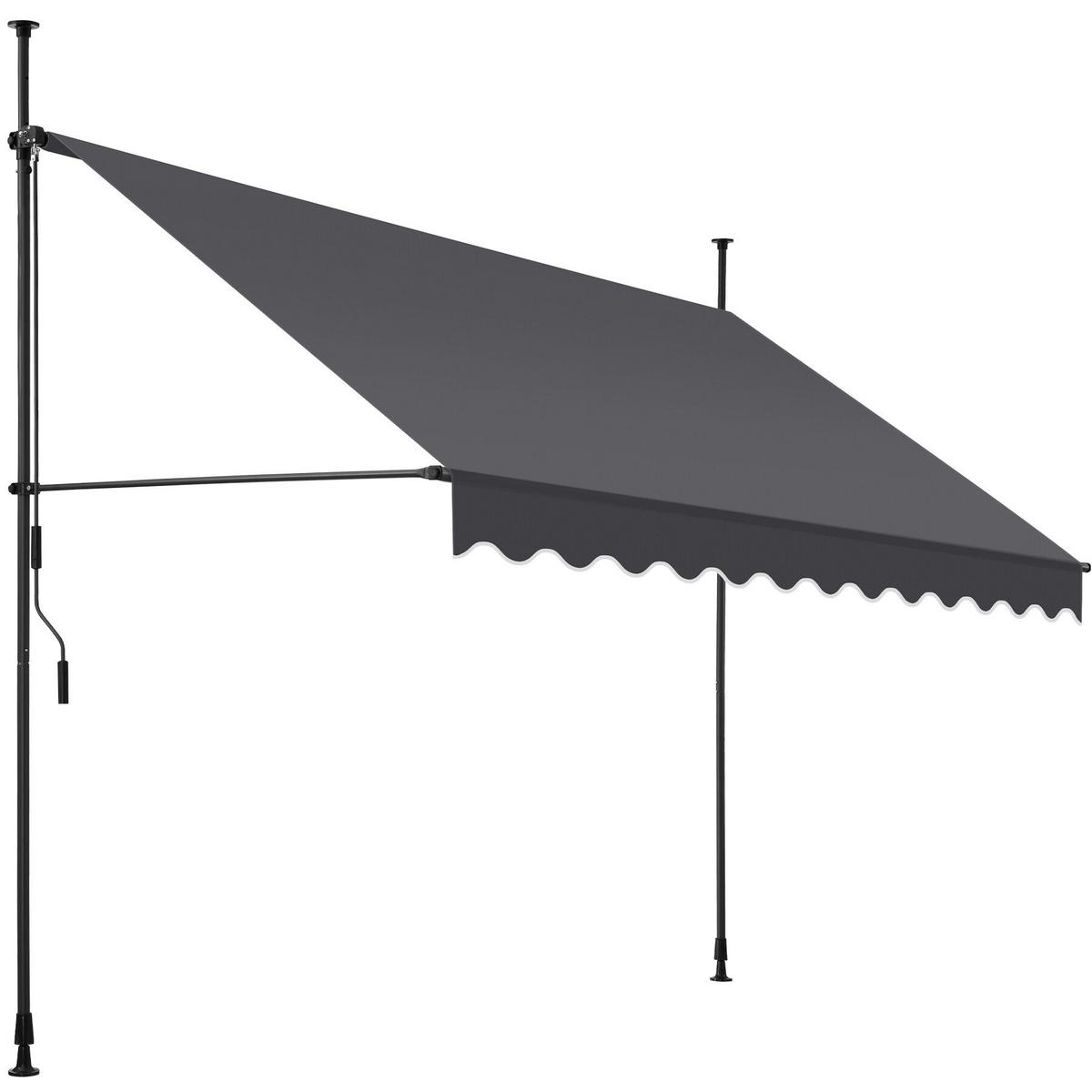 KLEMMMARKISE ,einfache Montage,schwarz/grau - Schwarz/Grau, Kunststoff (300/304/180cm) - tectake