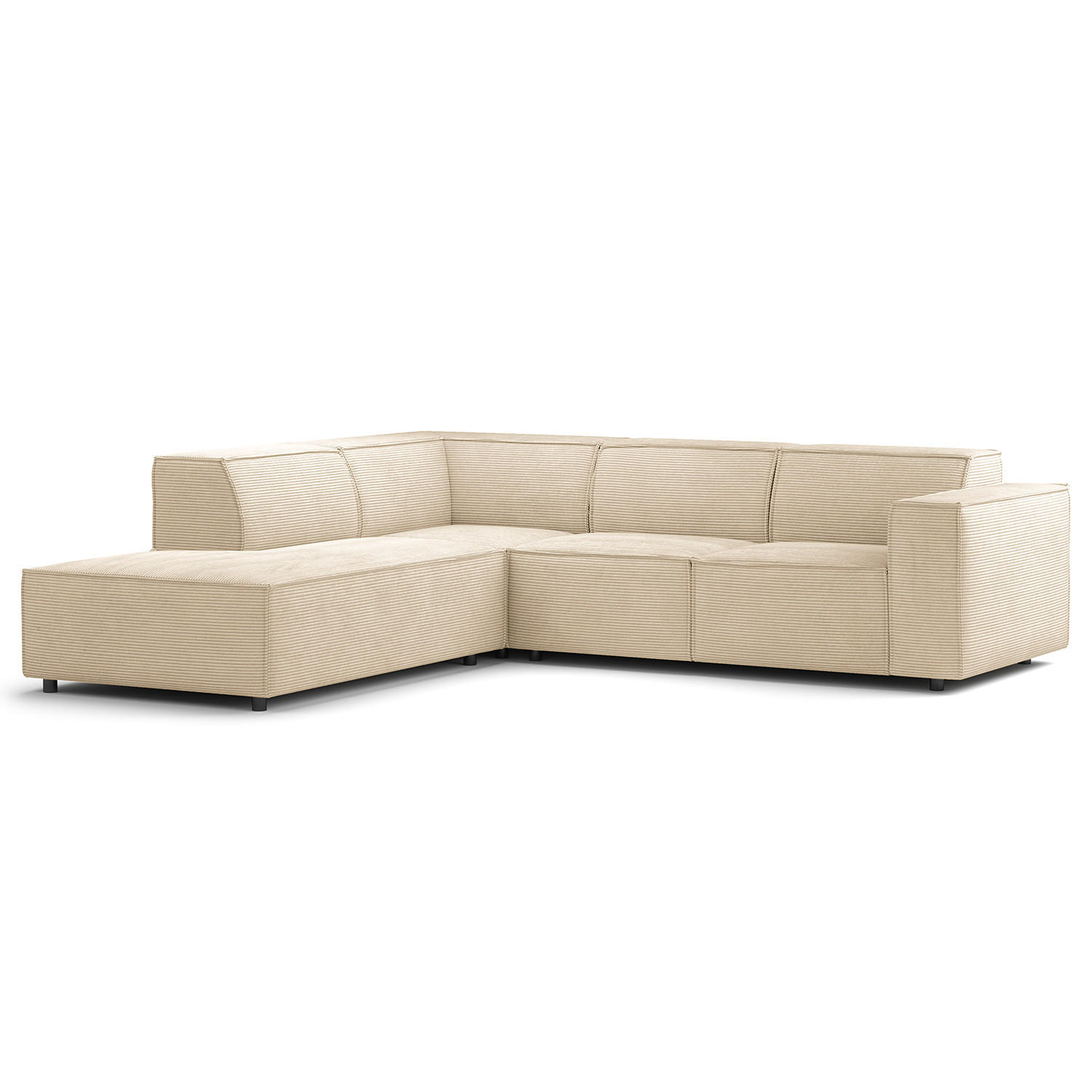 ECKSOFA mit Ottomane - Beige/Schwarz, Kunststoff/Textil (260/234cm) - home24