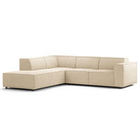 ECKSOFA mit Ottomane - Beige/Schwarz, Kunststoff/Textil (260/234cm) - home24