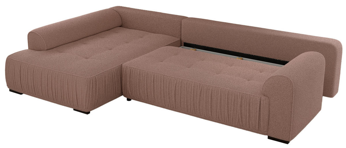 ECKSOFA ORTA Rosa Boucle - Links - Schwarz/Rosa, Textil (325/200cm) - MKS