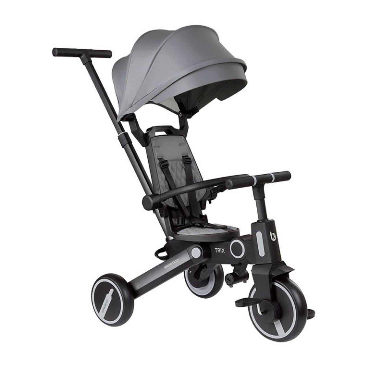 DREIRAD Trix 3 in 1 grau Schiebegriff, Sonnendach faltbar, Gurt - Grau, Metall (95/51/94cm) - Kikka boo