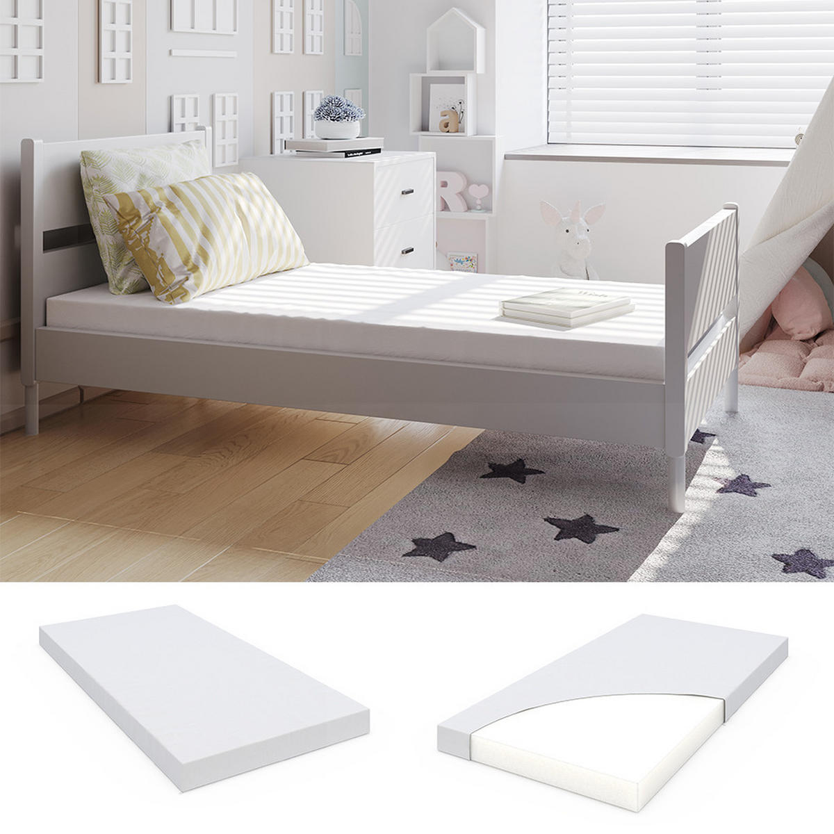 KINDERMATRATZE Weiß 140 x 70 cm - Weiß, Textil - VitaliSpa