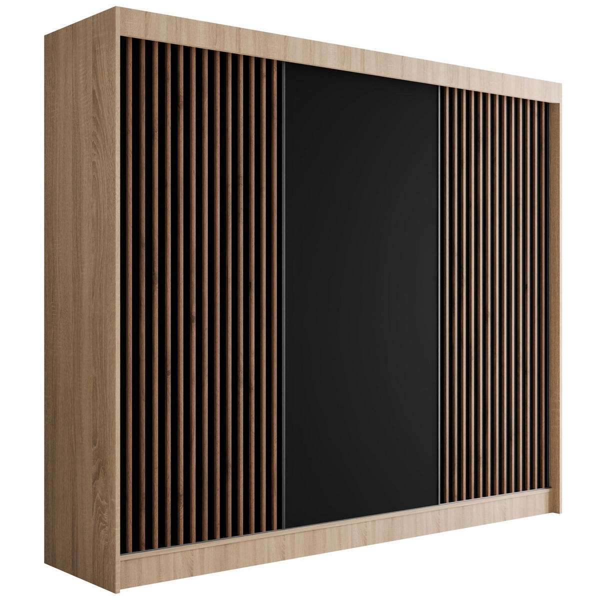 KLEIDERSCHRANK mit Lamel-Schiebetüren VILANv2 - 250 cm Sonoma Eiche + Lamelle Eiche Wotan - Eiche Wotan/Sonoma Eiche, Holzwerkstoff (250/215/61cm) - ALTDECOR