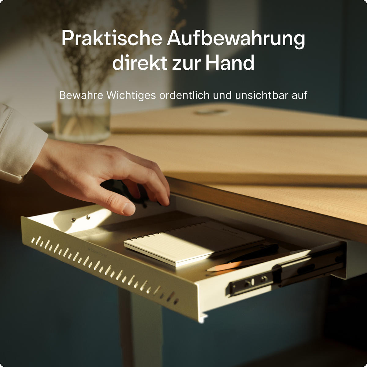 SCHUBLADEN-ORGANIZER unter dem Schreibtisch, 41x27x5cm Weiß - Weiß, Metall (41/27/5cm) - Desktronic
