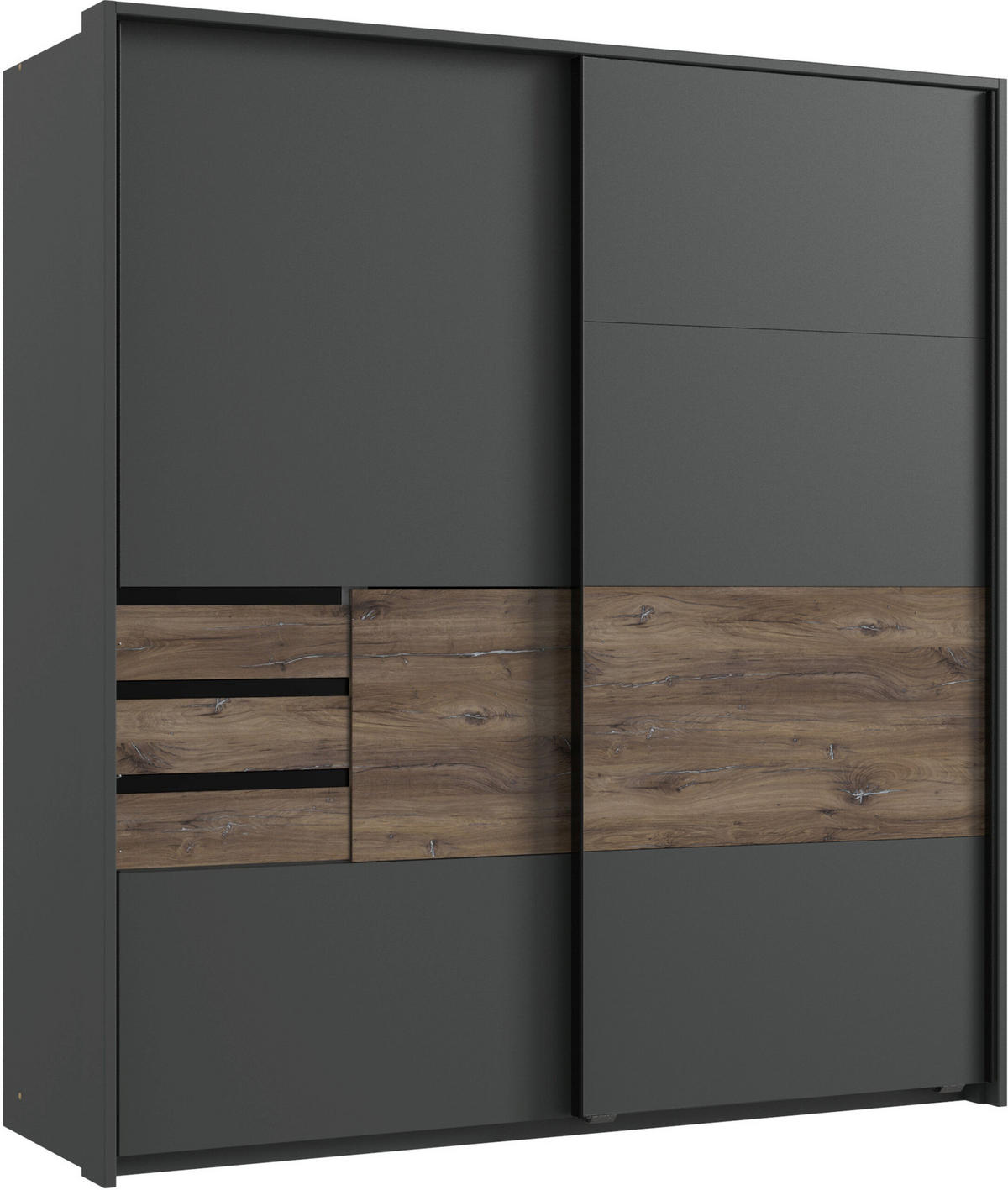 PASSEPARTOUT zu Schwebetürenschrank Bamberg in Grafit mit Eiche Flagstaff - Grau, Holzwerkstoff (80/200/120cm)