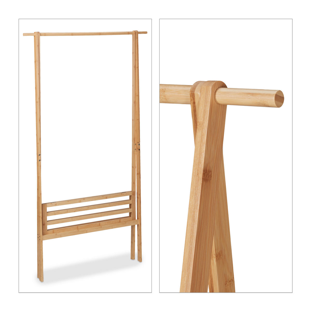 KLEIDERSTÄNDER - Hellbraun, Holz (100/170/56.5cm) - Relaxdays