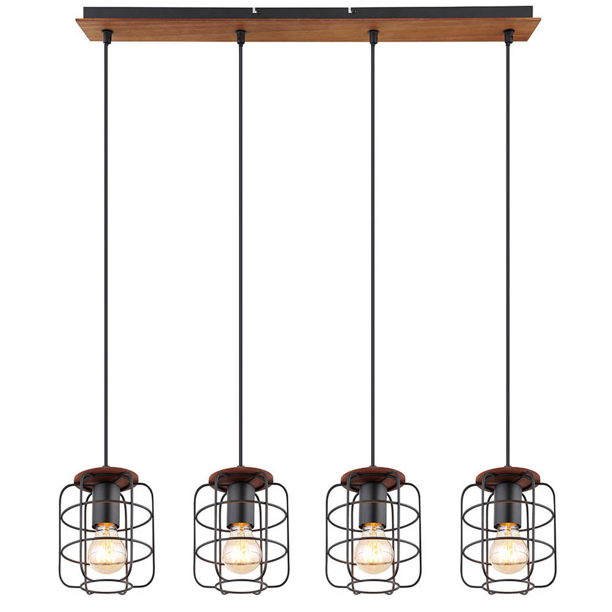 HÄNGELEUCHTE Gitter Holz Schwarz Braun - Schwarz, Holz (74/15/120cm) - Globo Lighting