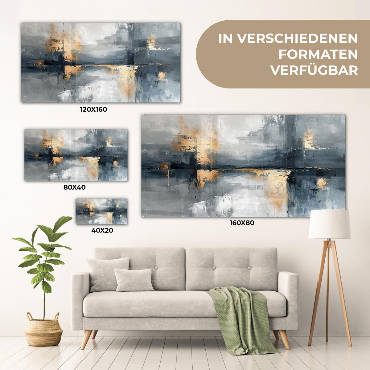 OBRAZ NA AKRYLOVOM SKLE Umenie - sivé - zlaté - abstraktné 120x60 cm - tmavosivá, sklo (120/60cm) - MuchoWow