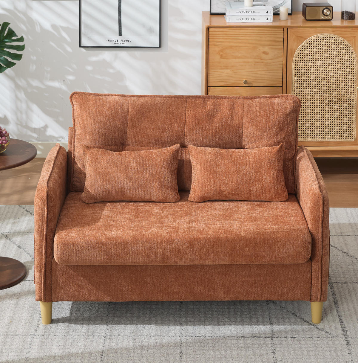 SOFA 2-Sitzer mit Armlehnen 127 cm Brown - Braun, Holzwerkstoff (127/83/75.5cm) - Meubliv