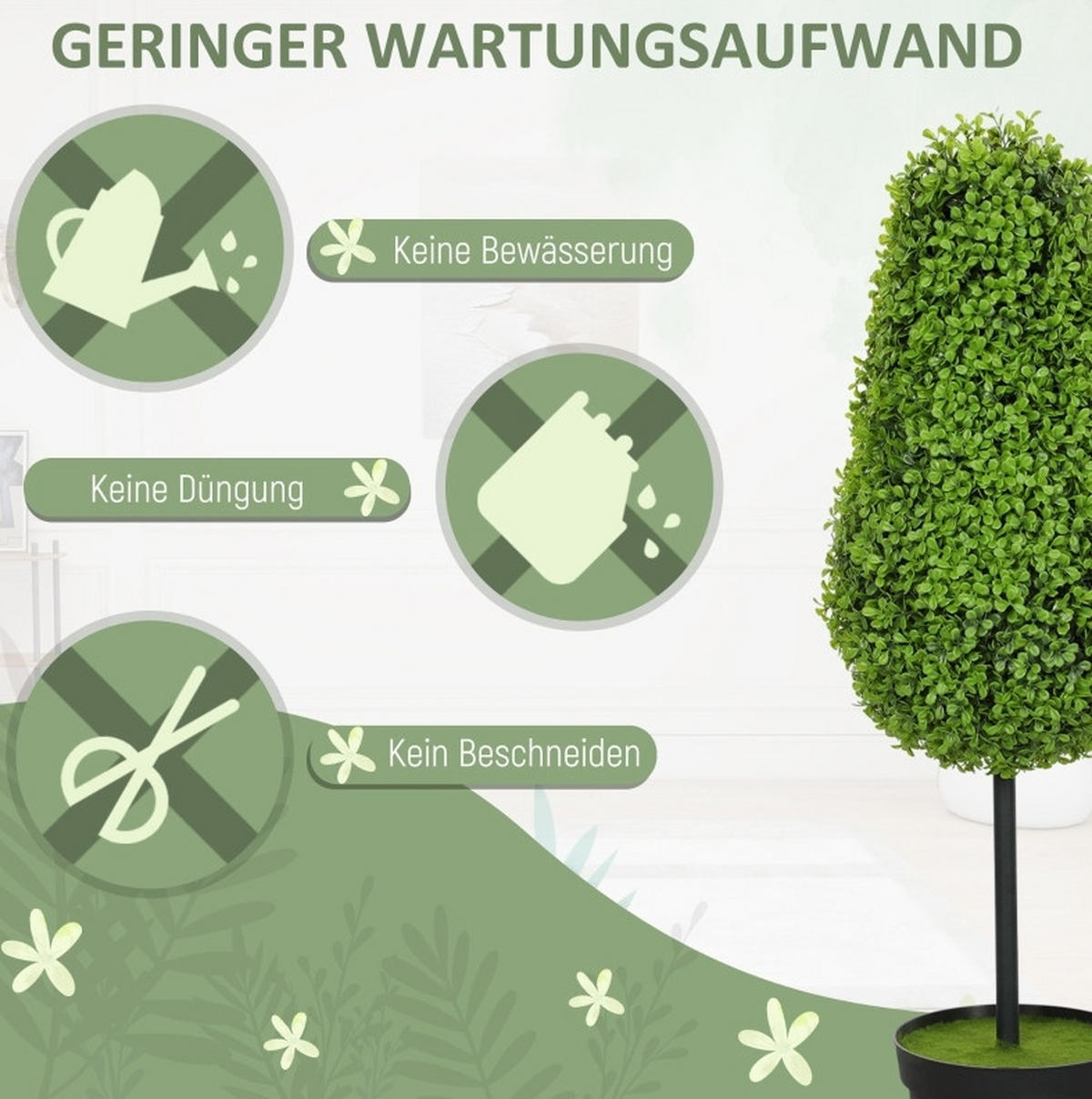 KUNSTPFLANZEN 20/20/90 cm grün aus Kunststoff mit UV-Schutz - Grün, Kunststoff (90cm) - OKWISH