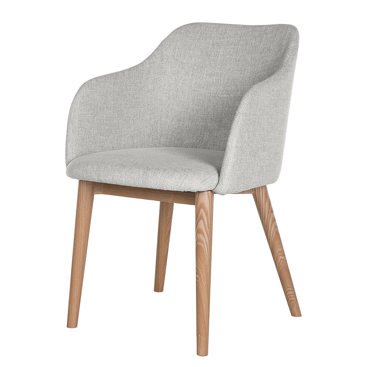 ARMLEHNENSTUHL - Webstoff / Esche massiv - Hellgrau, Textil (54/79/60cm) - home24