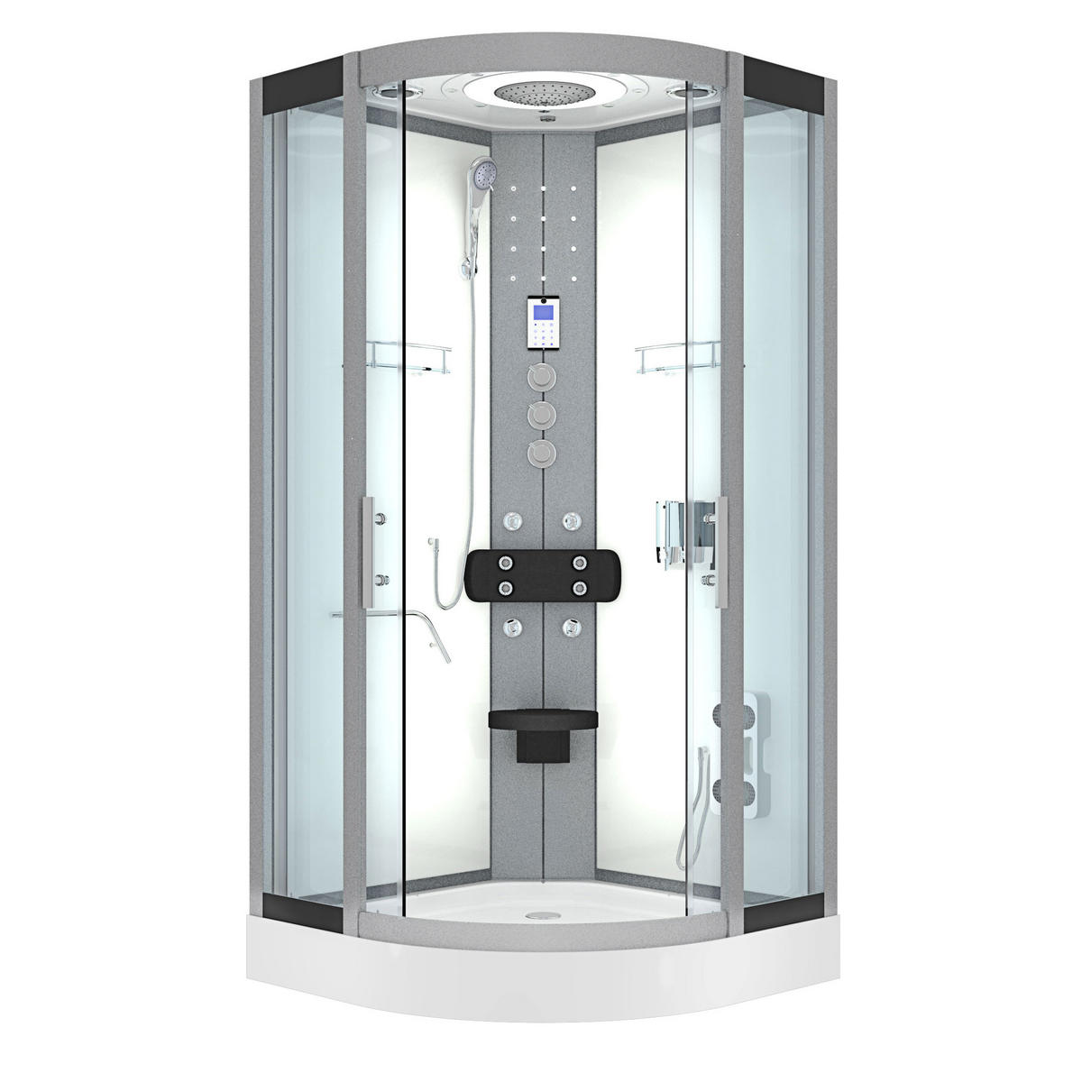 FERTIGDUSCHE Dusche D58-00T1 Weiß 80x80 - Weiß, Glas/Kunststoff (80/80/215cm) - AcquaVapore by Sandra Jentho