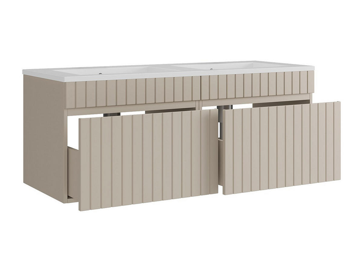 DOPPELWASCHTISCH - 120 cm x 46 cm - Holz, Platte - Beige - SATARA - Beige, Holz (120/46/46cm) - Vente-Unique